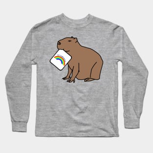 Capybara with Kindness Rainbow Sign Positivity Long Sleeve T-Shirt